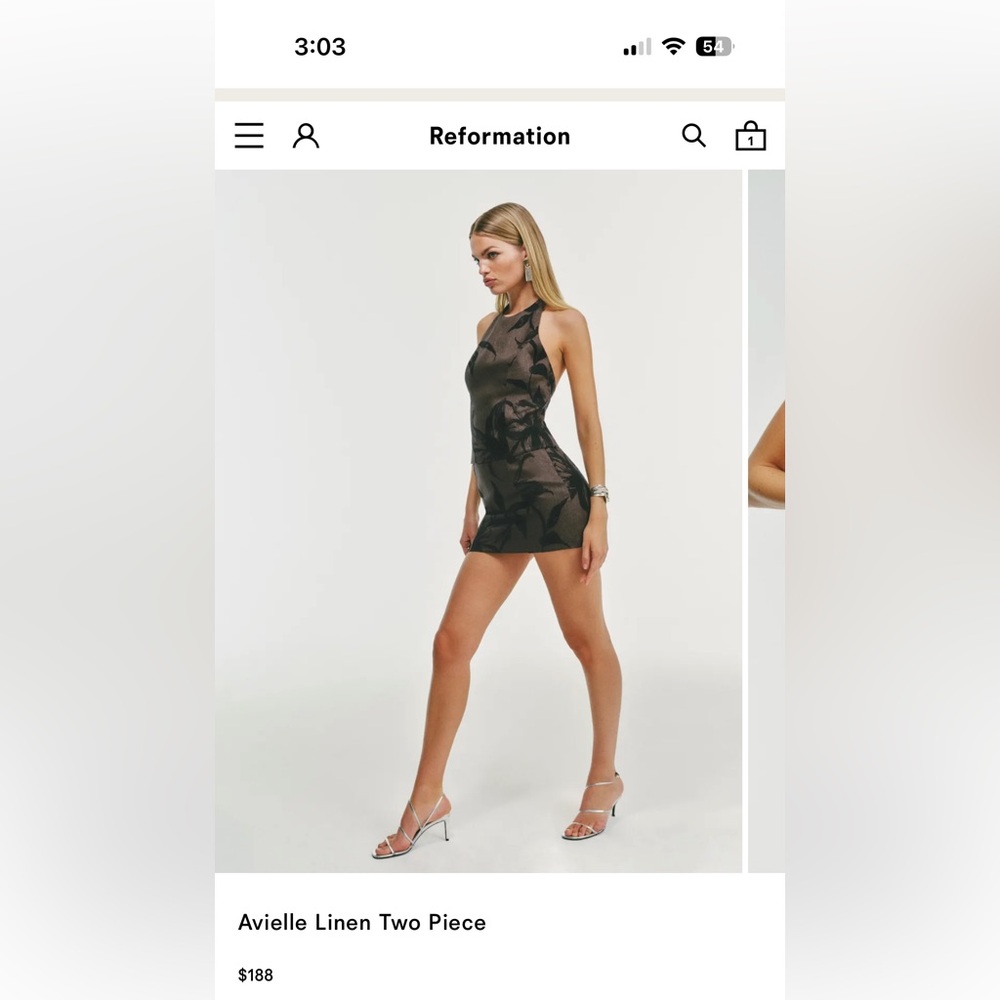 Reformation Black Floral Avielle Linen Set